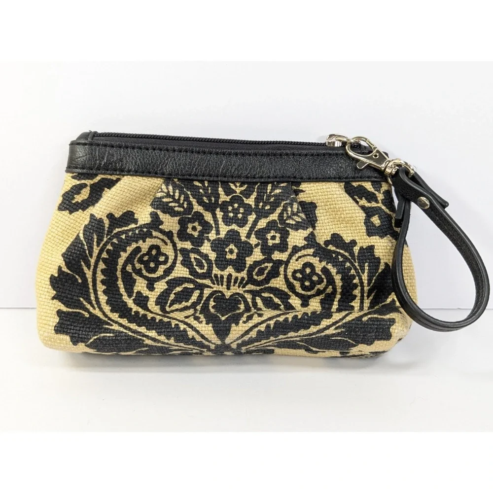 Spartina 449 Daufuskie Island Natural Linen‎ Fall Floral Wristlet Clutch w/Strap